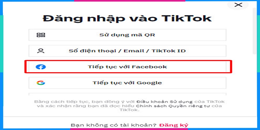 Đăng Nhập TikTok Bằng Facebook